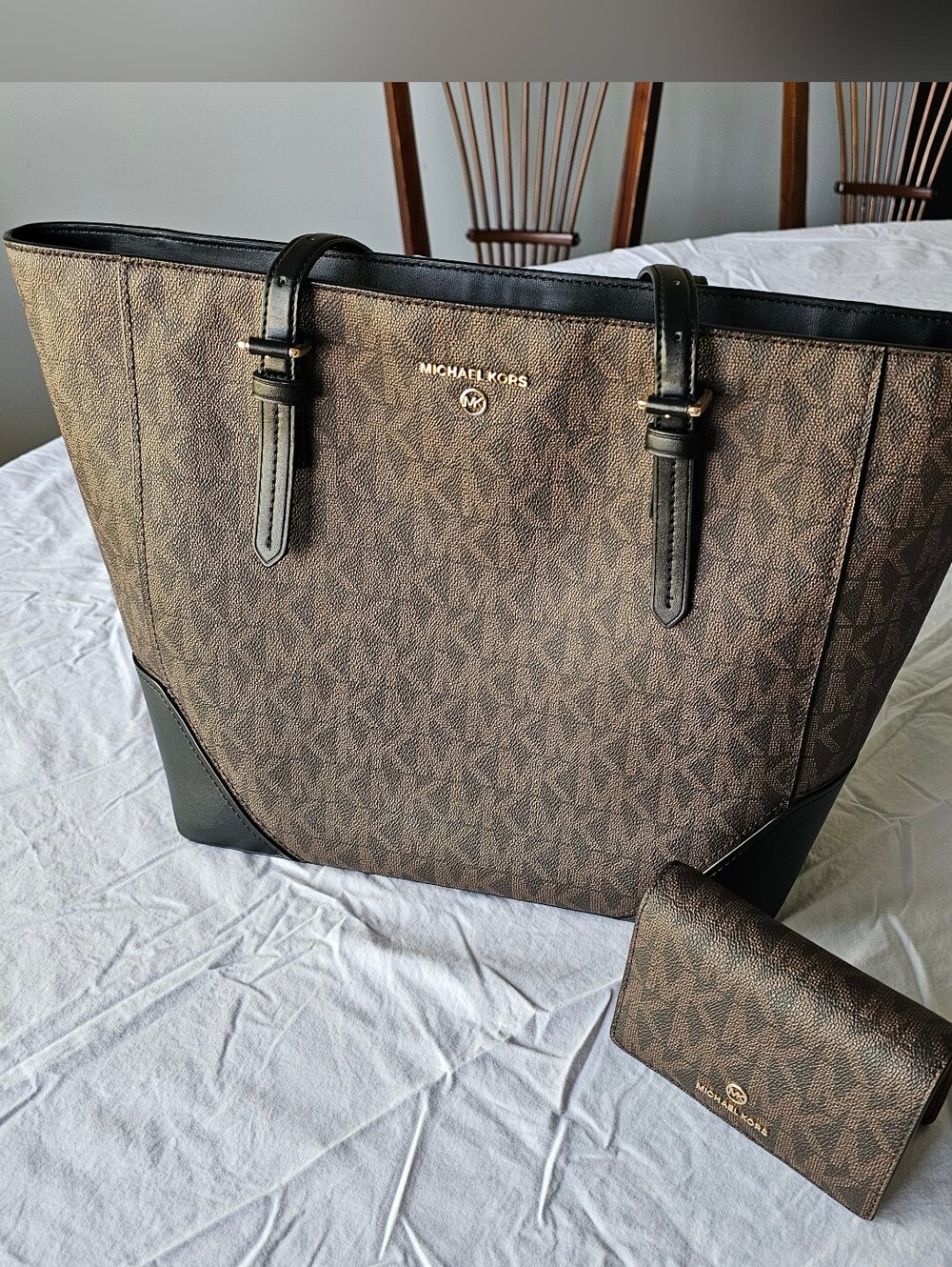 Michael Kors Brown Logo Tote with Matching Wallet